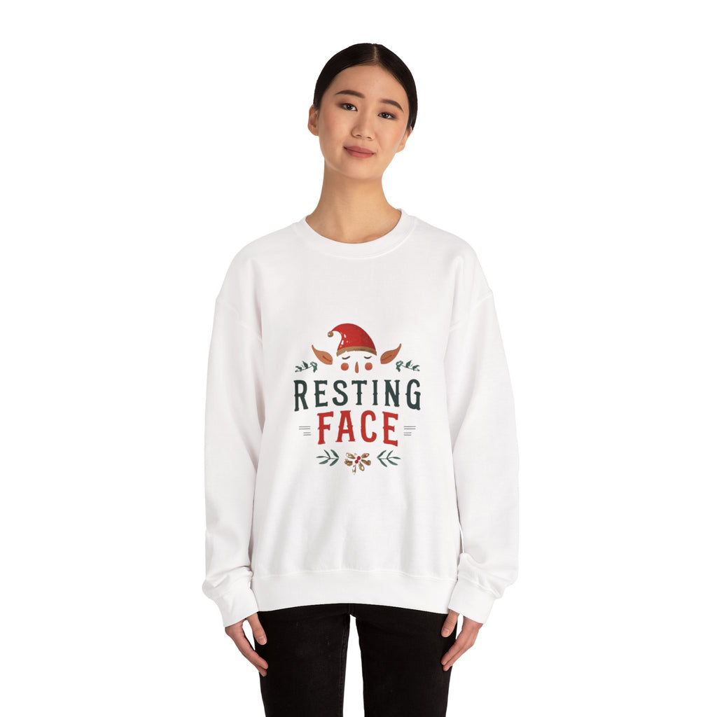 Resting Face Christmas Sweatshirt — Funny Holiday Elf Crewneck