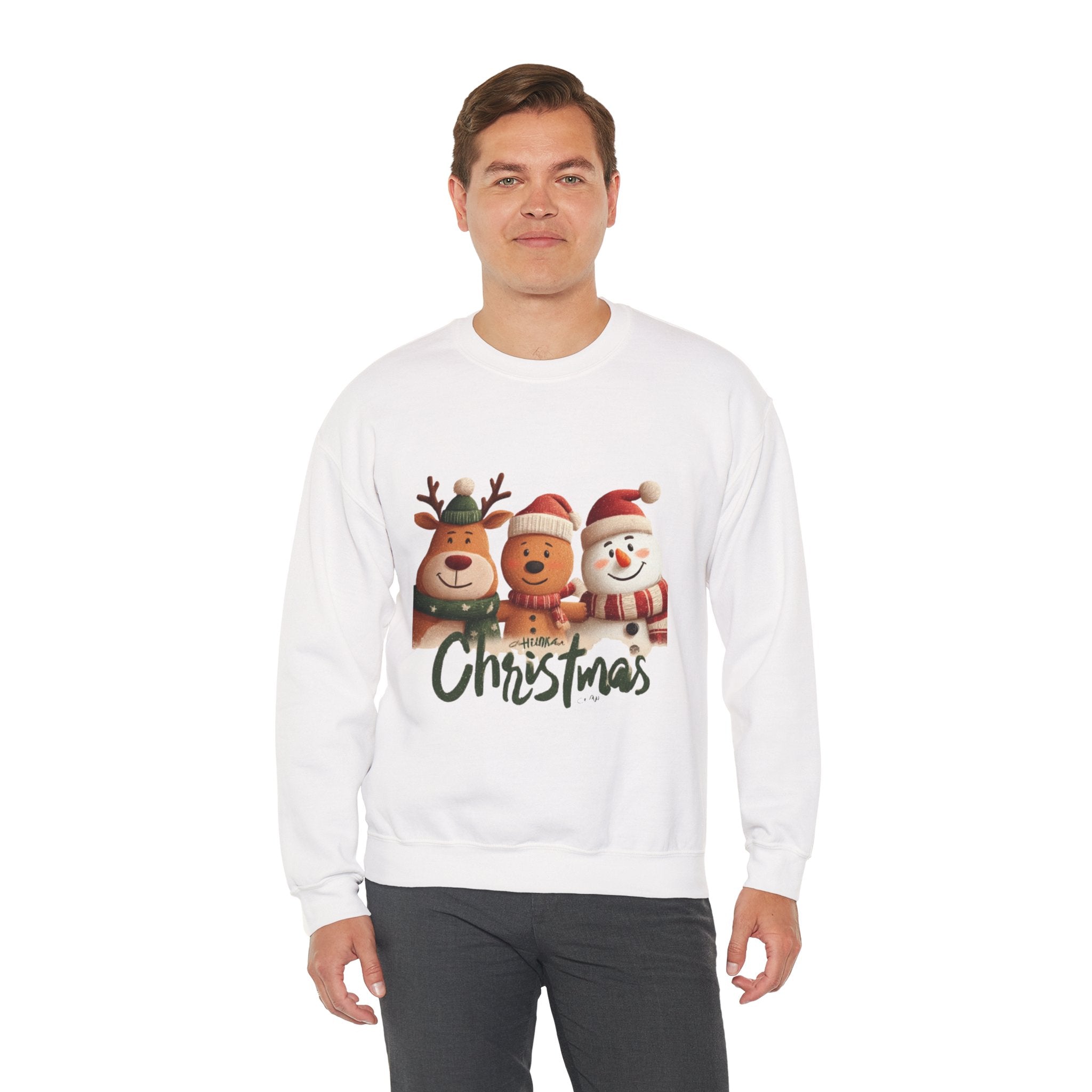 Christmas Crewneck Sweatshirt — Cute Reindeer, Bear & Snowman Holiday Pullover