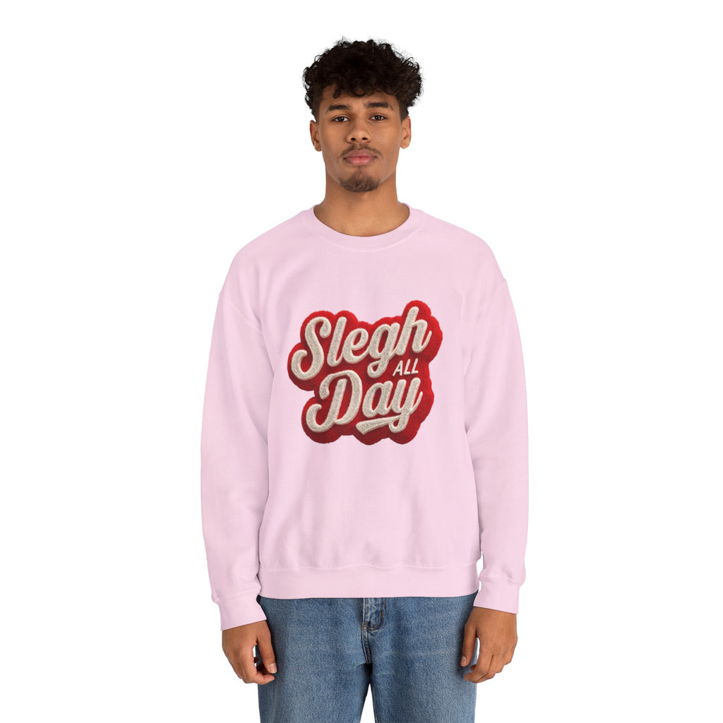 Sleigh All Day Crewneck Sweatshirt — Retro Holiday Christmas Pullover