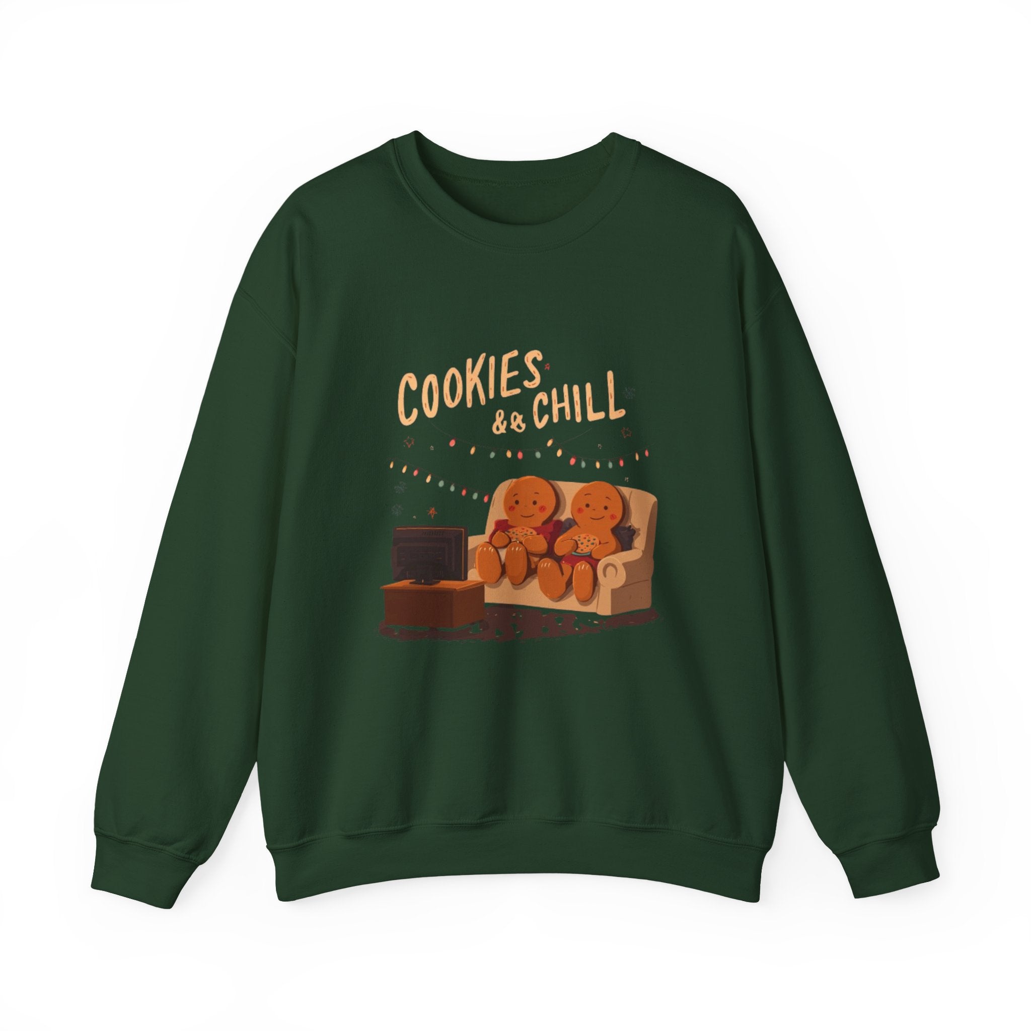 Cookies & Chill Sweatshirt — Cute Gingerbread Movie Night Crewneck