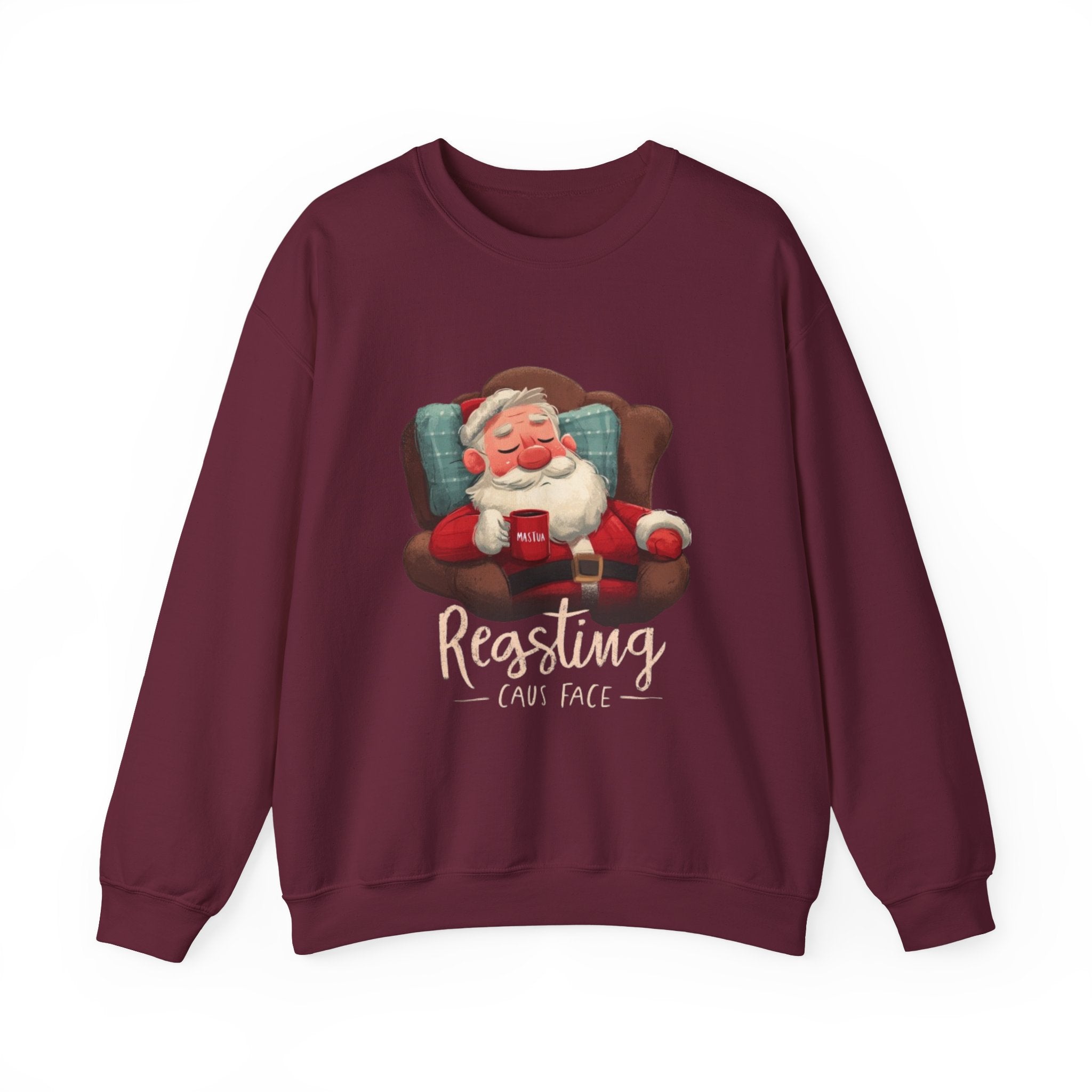 Crewneck Sweatshirt — "Resting Claus Face" Santa Holiday Graphic