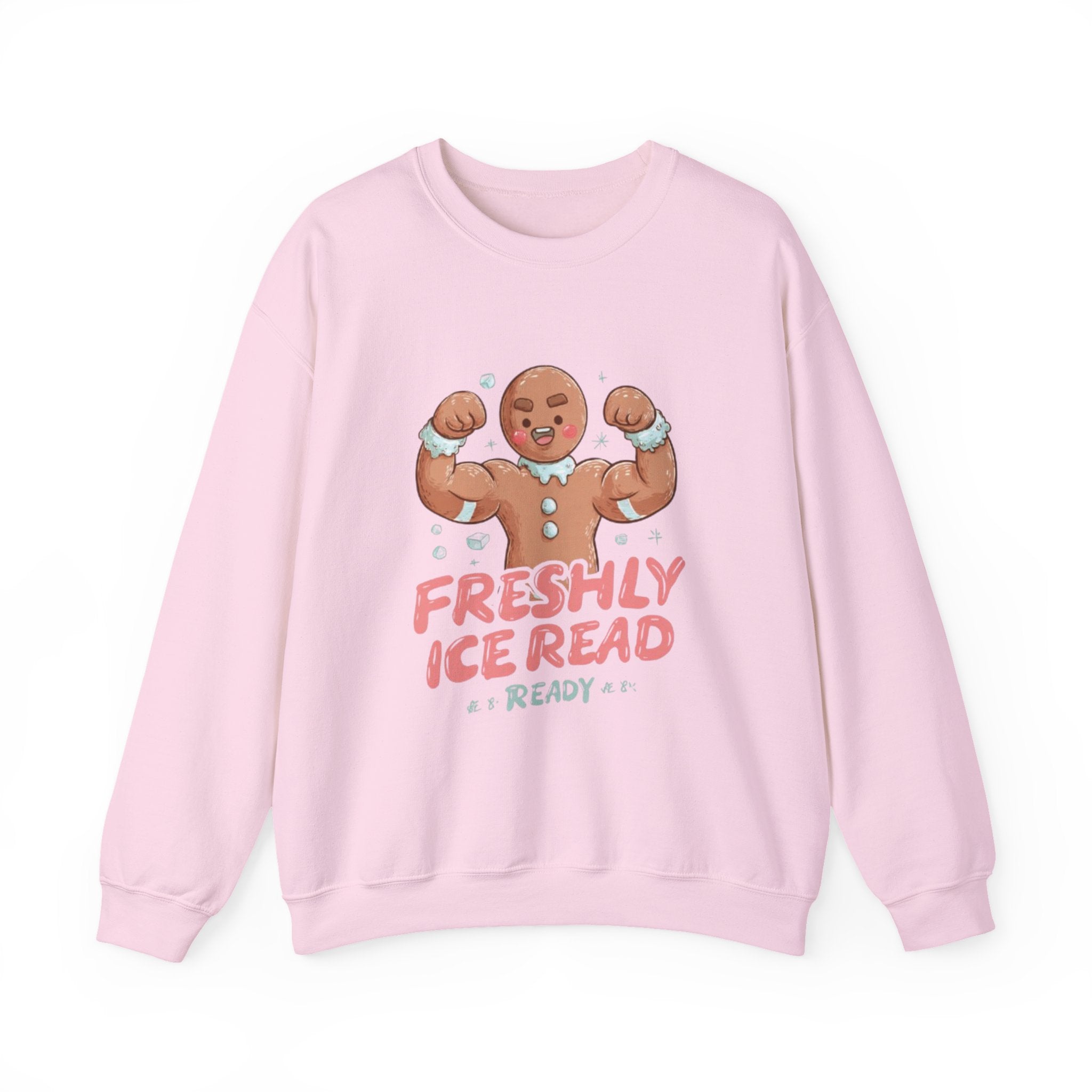 Crewneck Sweatshirt — 'Freshly Iced & Ready' Muscular Gingerbread Holiday Sweatshirt