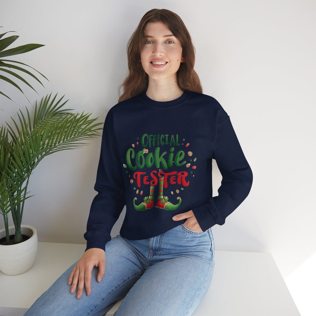 Sweatshirt — "Official Cookie Tester" Christmas Sweatshirt (Holiday Elf Cookie Taster)