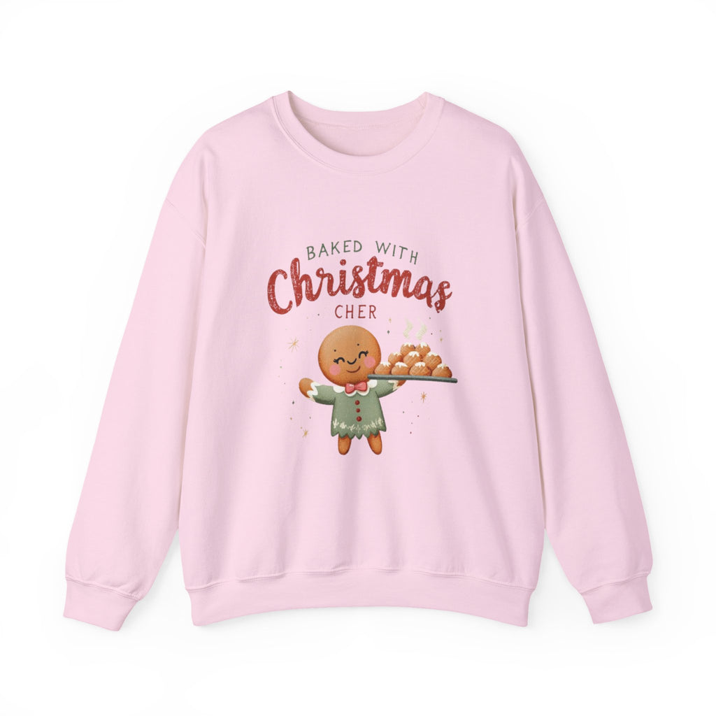 Crewneck Sweatshirt — "Baked With Christmas Cheer" Gingerbread Holiday Sweatshirt