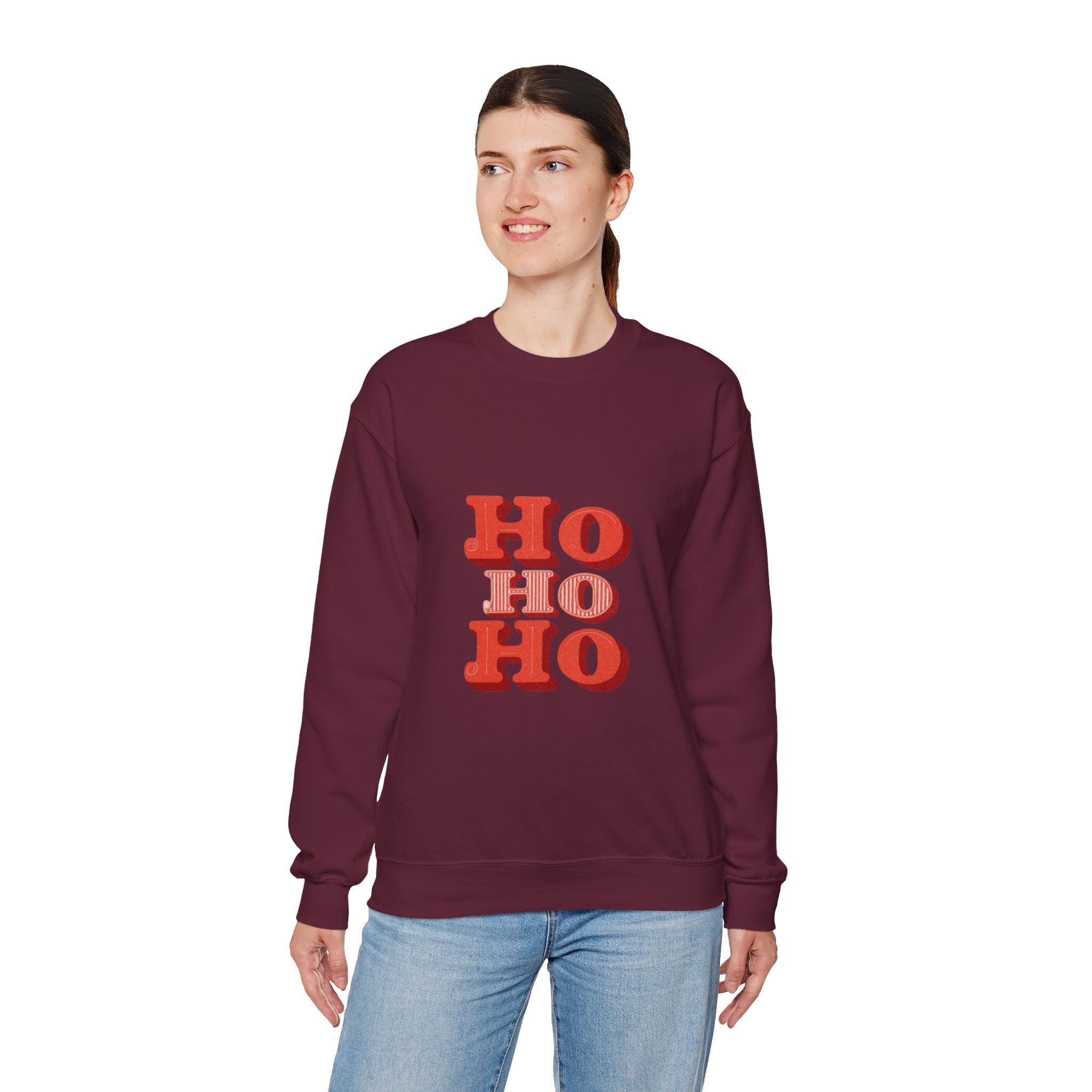 Holiday Crewneck Sweatshirt – Retro 'HO HO HO' Christmas Sweatshirt
