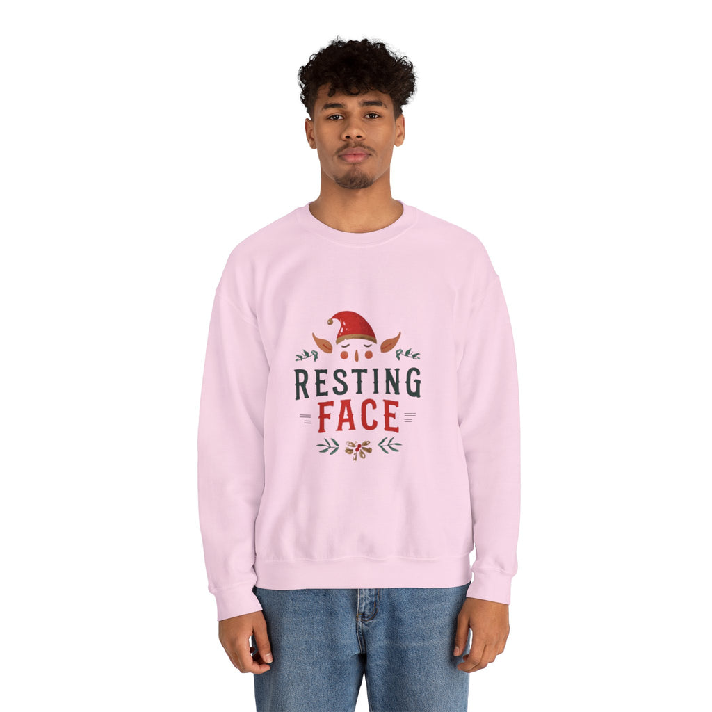 Resting Face Christmas Sweatshirt — Funny Holiday Elf Crewneck