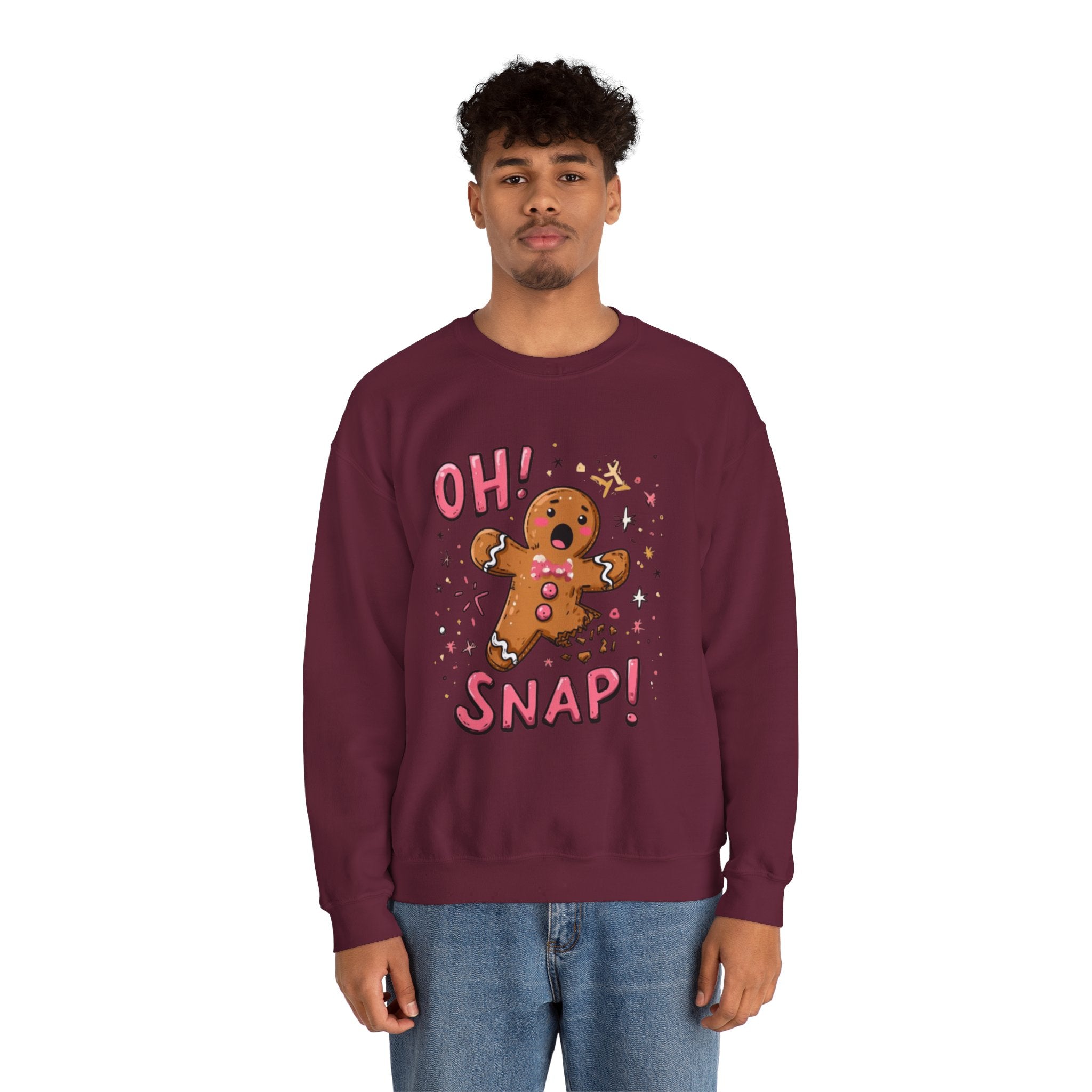 Gingerbread "Oh! Snap!" Crewneck Sweatshirt — Funny Holiday Christmas Sweater