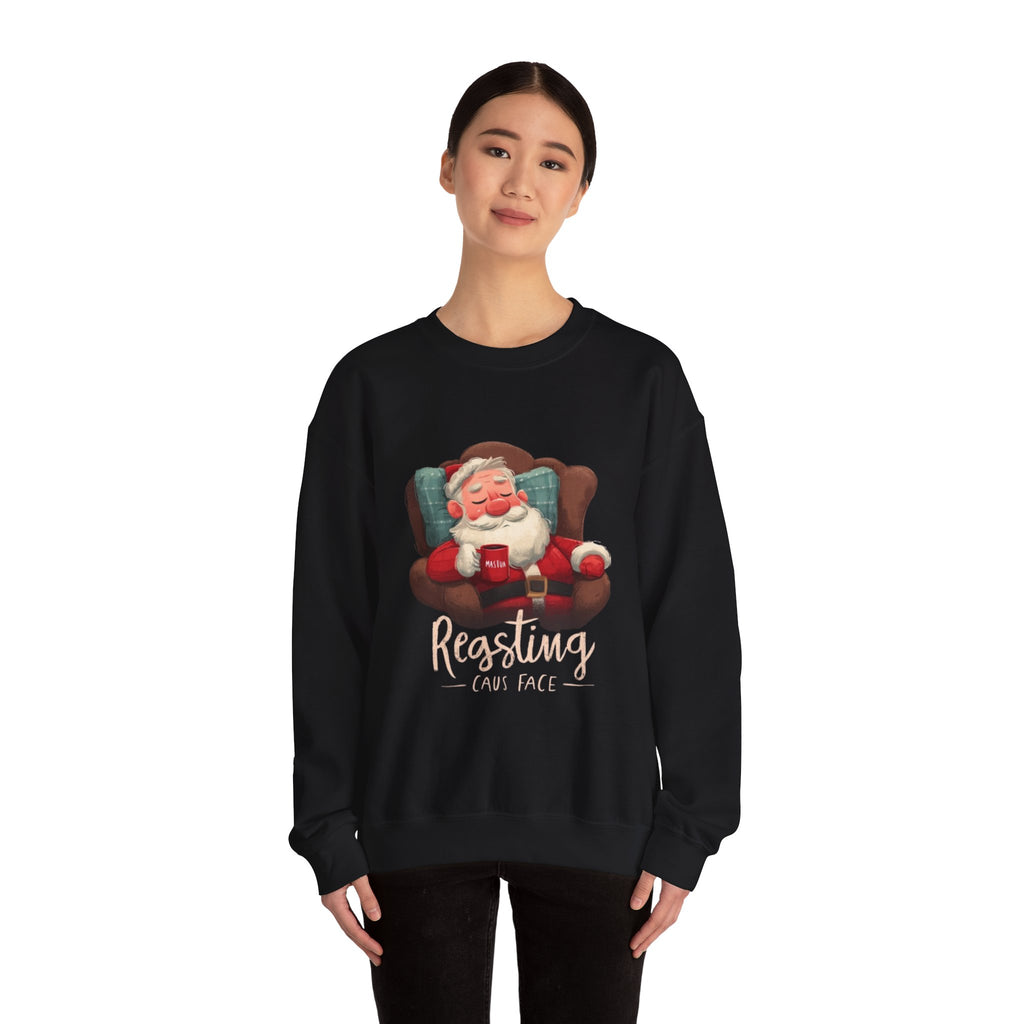 Crewneck Sweatshirt — "Resting Claus Face" Santa Holiday Graphic