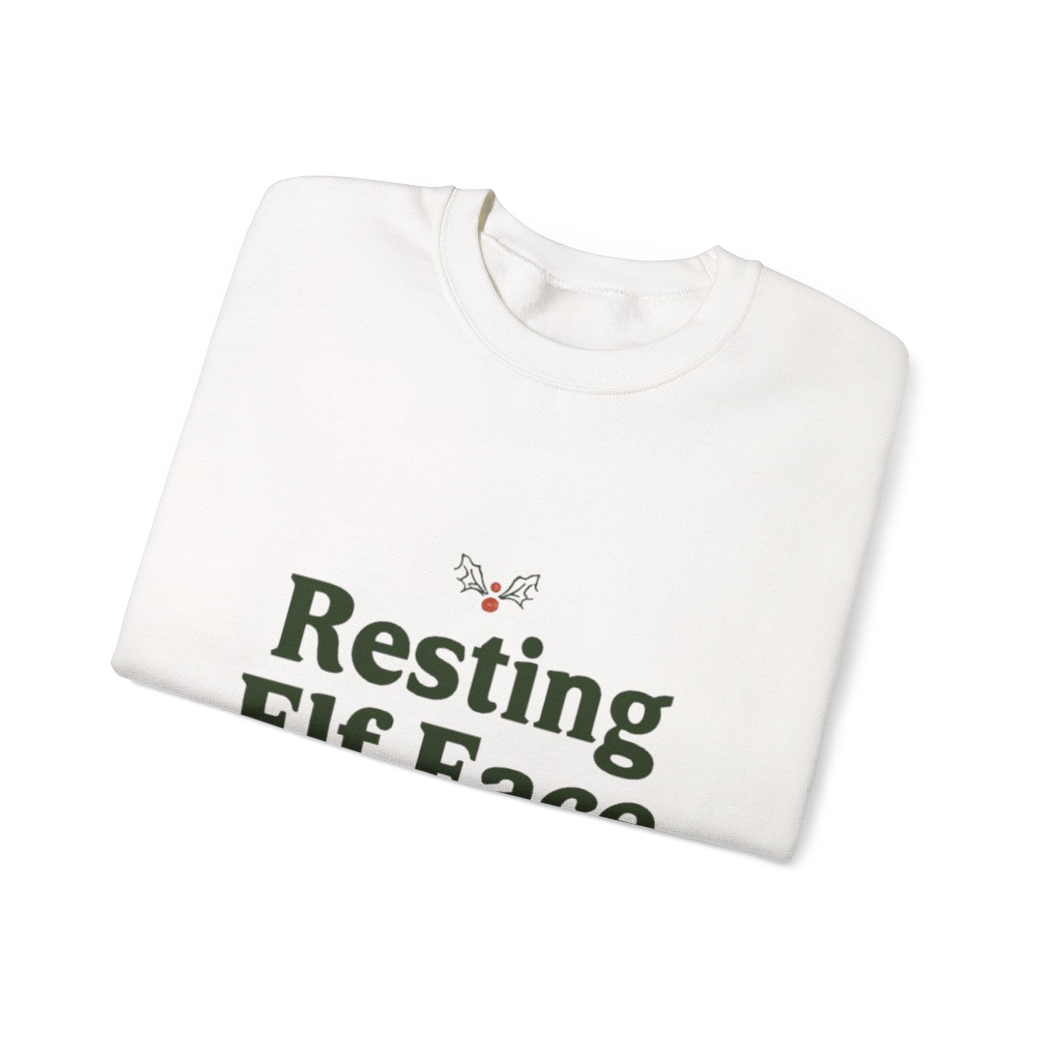 Sweatshirt — "Resting Elf Face" Holiday Crewneck, Funny Christmas Sweatshirt