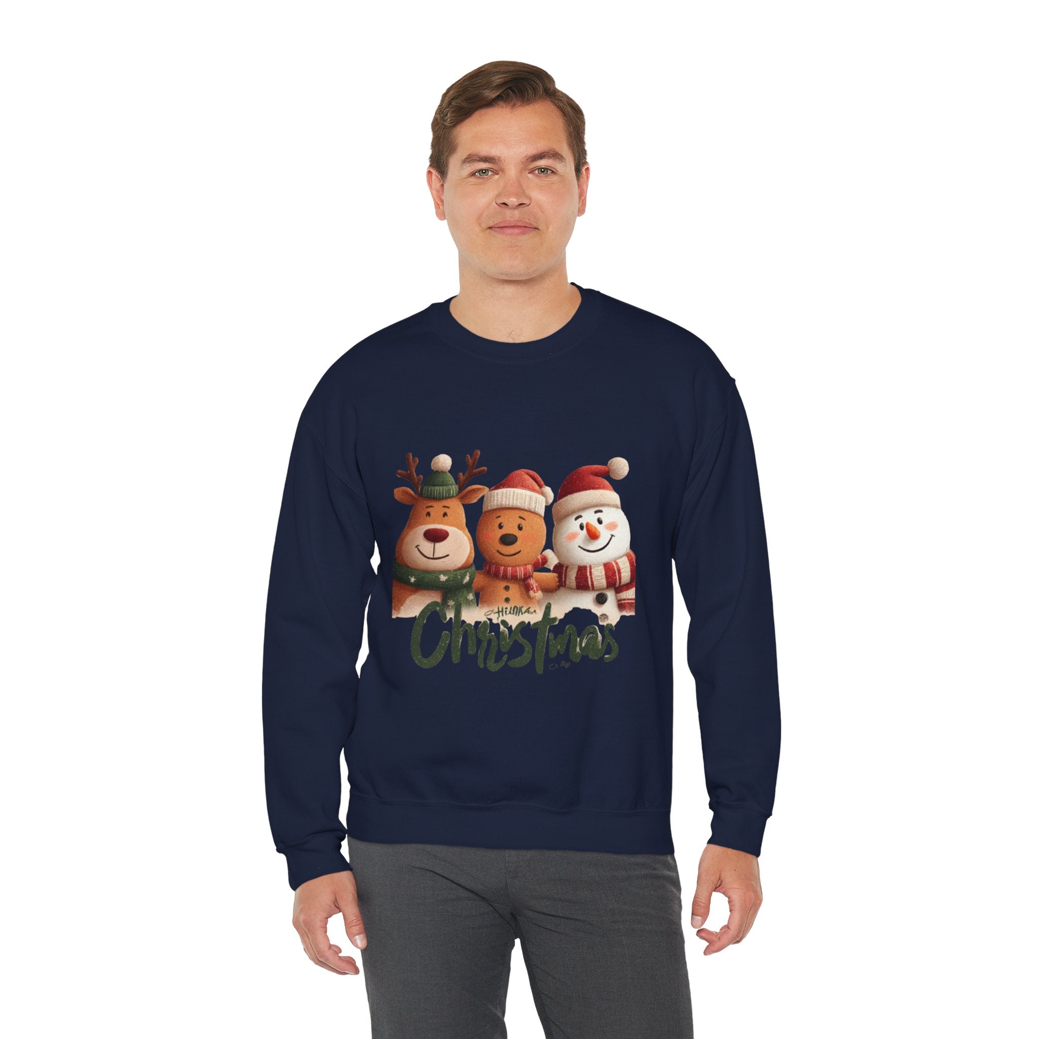 Christmas Crewneck Sweatshirt — Cute Reindeer, Bear & Snowman Holiday Pullover