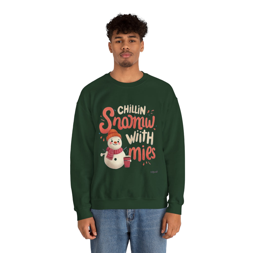 Sweatshirt — "Chillin' Snowman With Smiles" Cozy Holiday Crewneck
