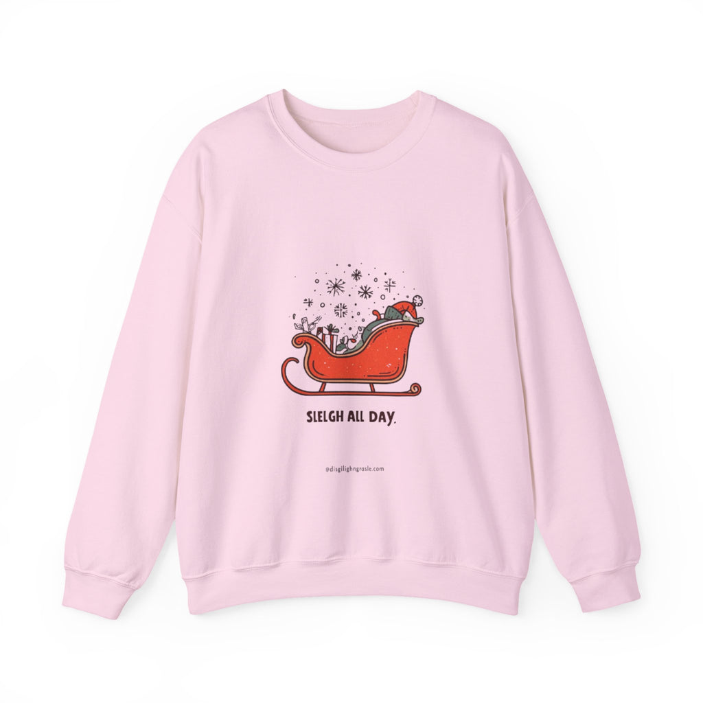 Sweatshirt - 'Sleigh All Day' Red Santa Sleigh Christmas Crewneck