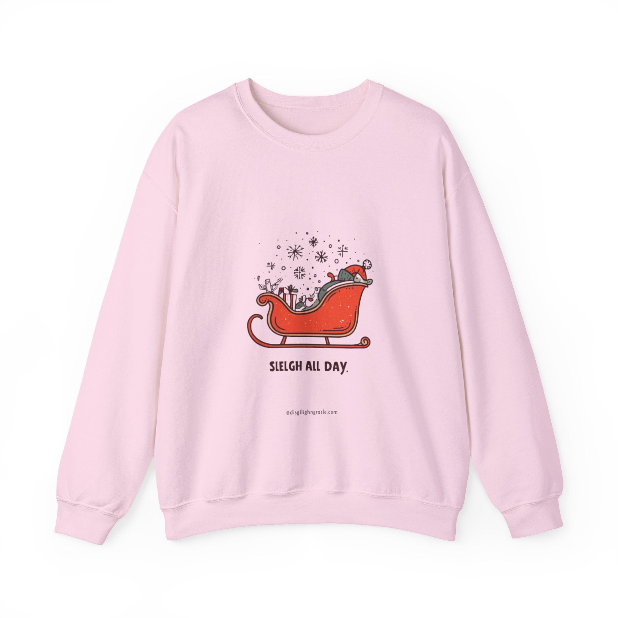 Sweatshirt - 'Sleigh All Day' Red Santa Sleigh Christmas Crewneck