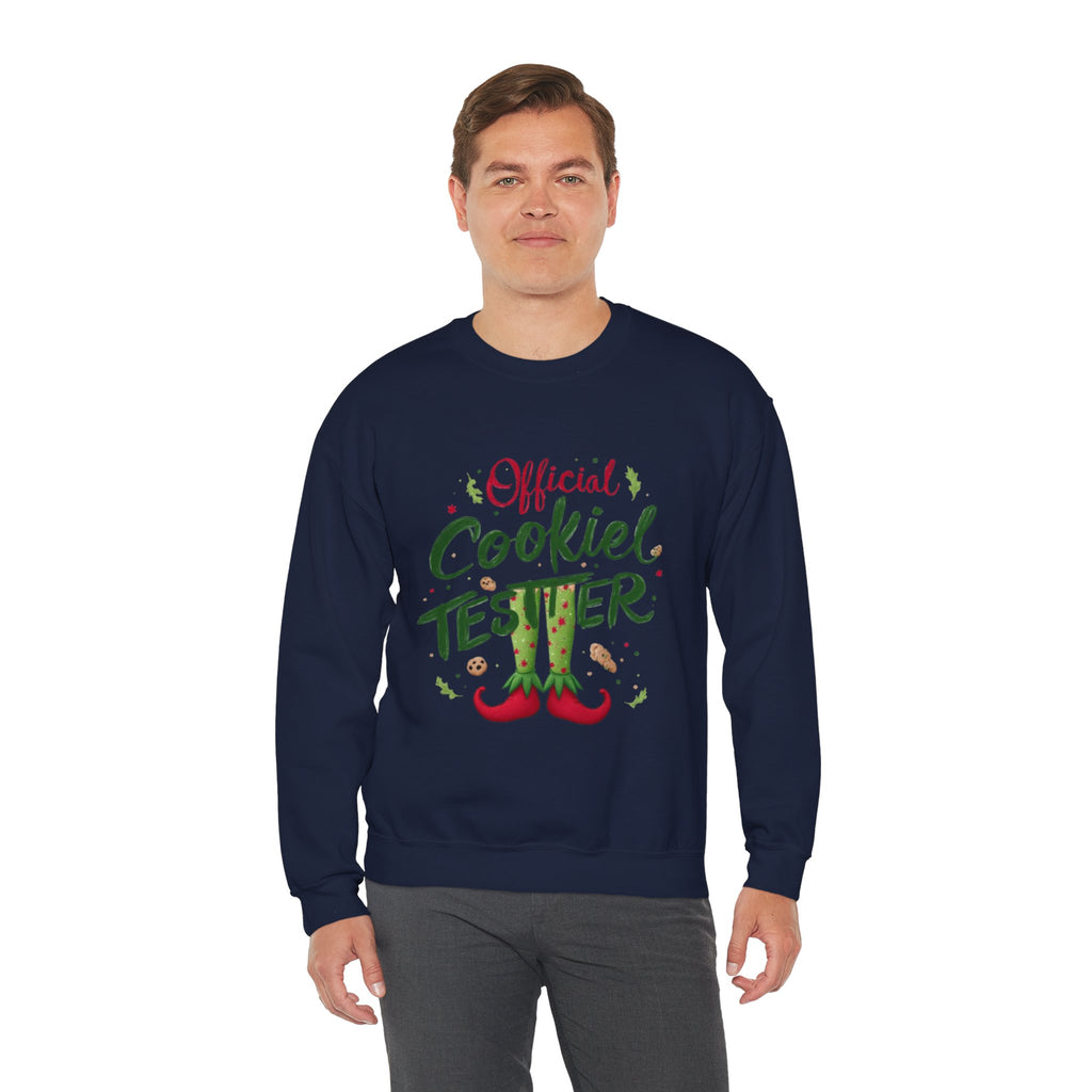 Crewneck Sweatshirt - "Official Cookie Tester" Elf Legs Christmas Holiday Sweater