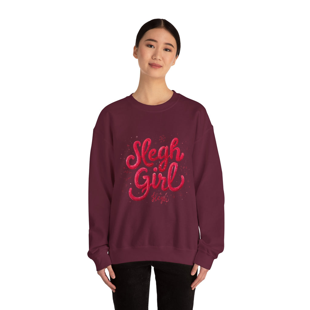 Crewneck Sweatshirt - 'Sleigh Girl' Christmas Graphic Holiday Pullover