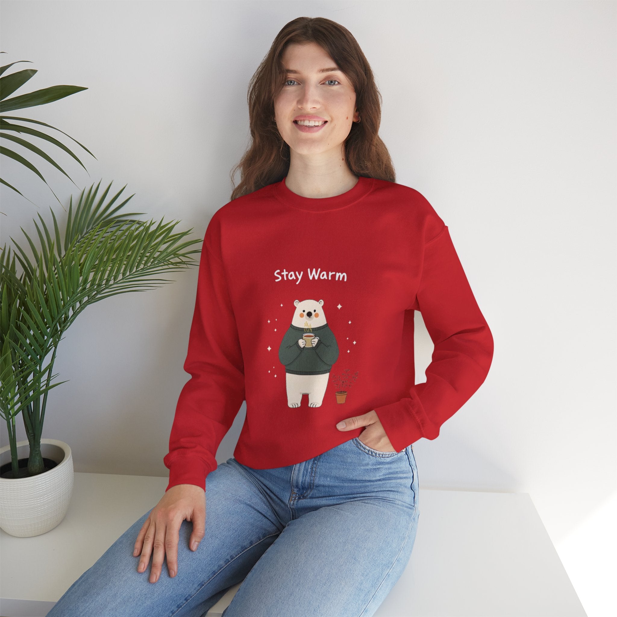 Bear with Coffee Crewneck Sweatshirt — Cozy Cute Graphic Pullover