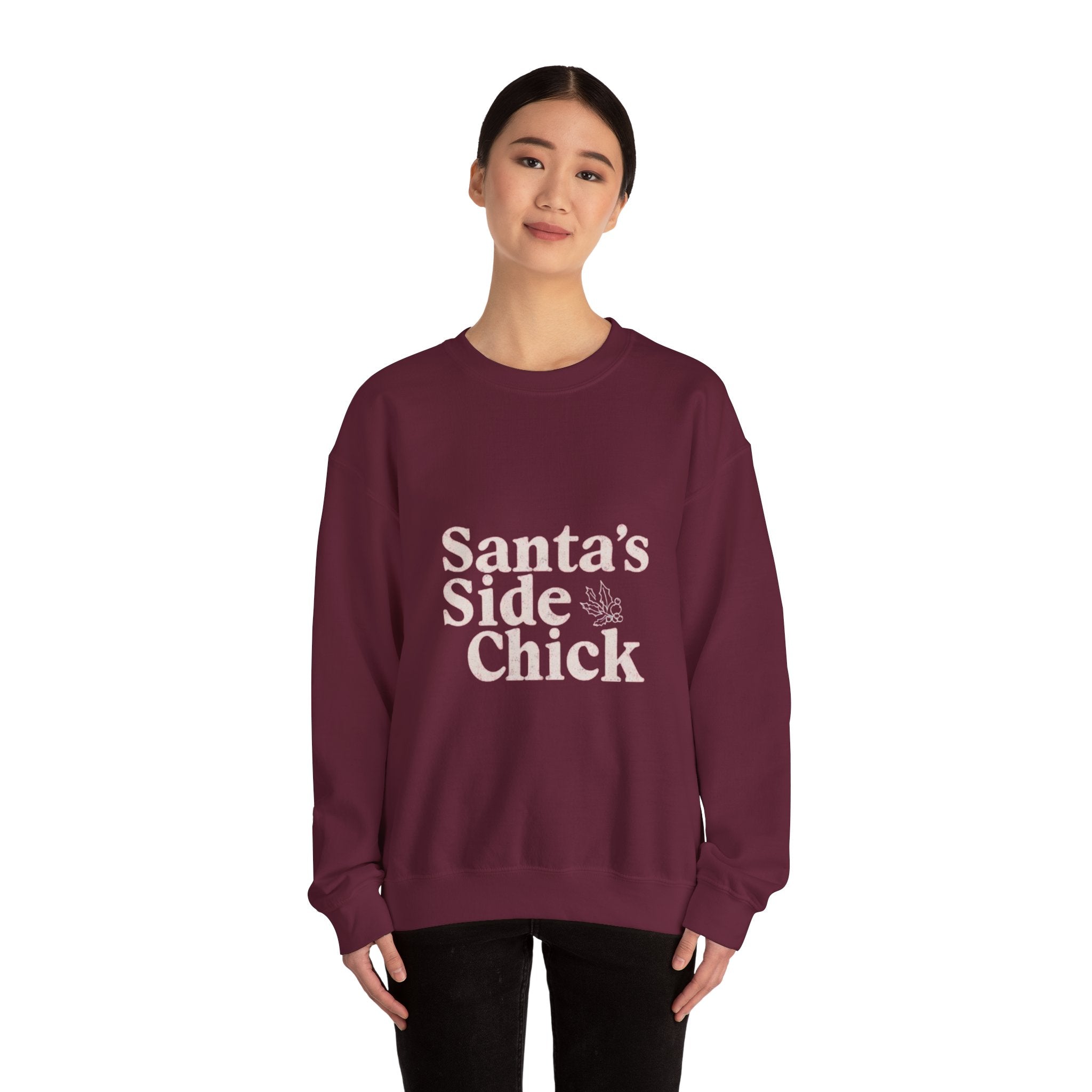 Crewneck Sweatshirt — "Santa's Side Chick" Holiday Graphic Pullover