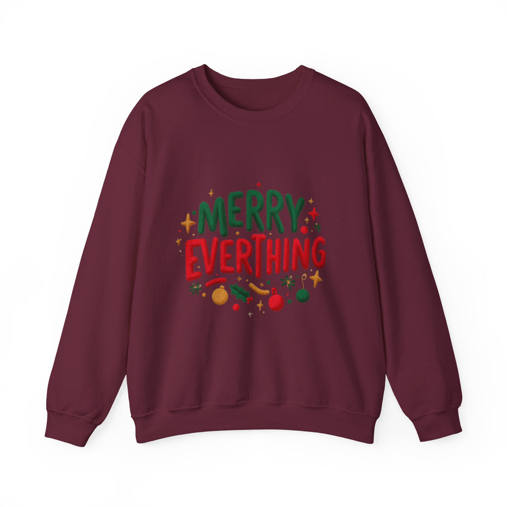Merry Everything Crewneck Sweatshirt — Festive Holiday Graphic Pullover