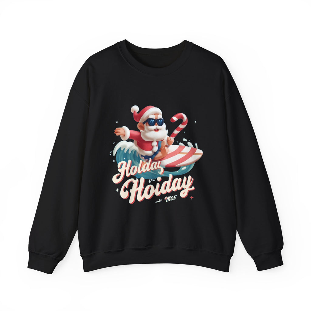 Holiday Holiday Crewneck Sweatshirt — Surfing Santa Christmas Sweatshirt