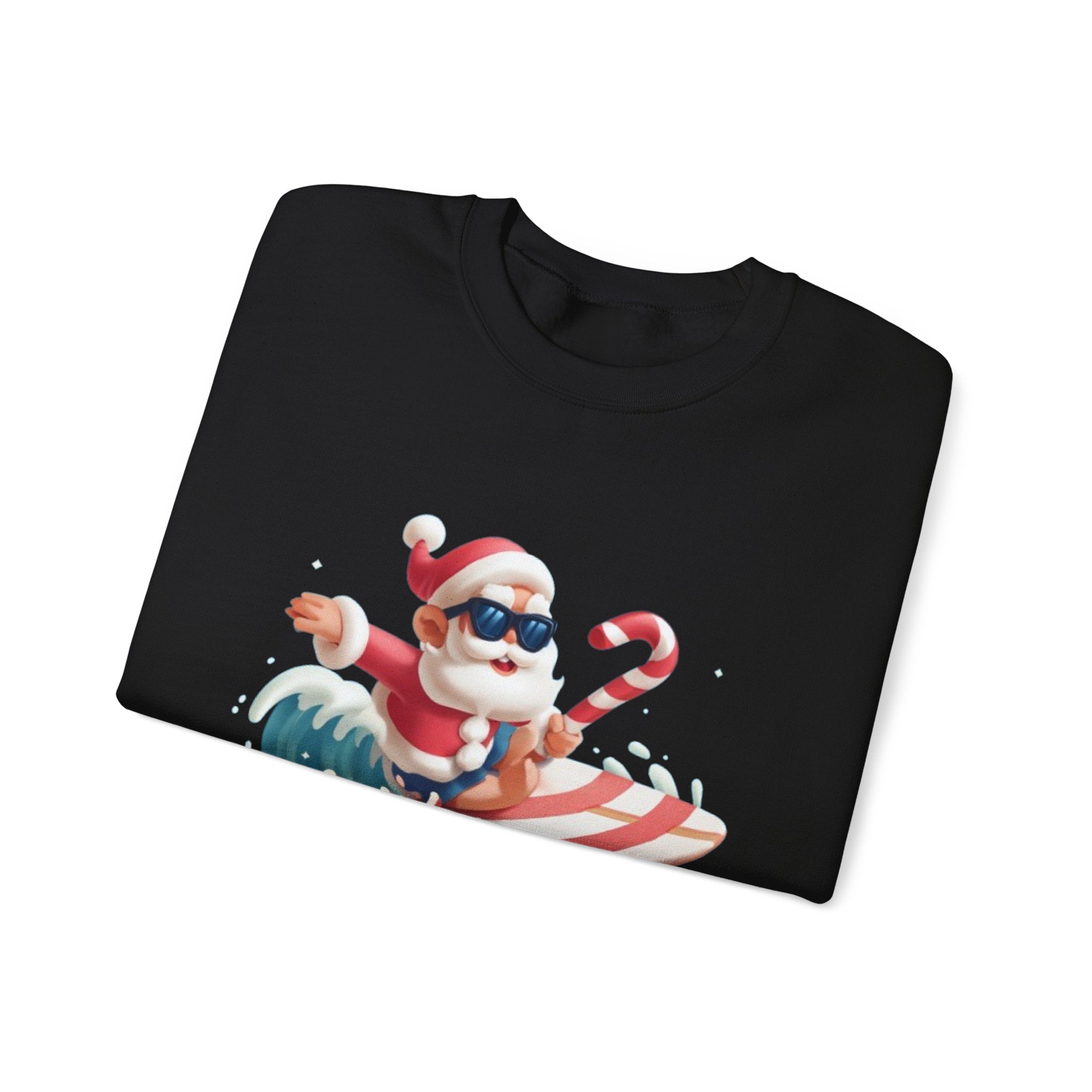 Holiday Holiday Crewneck Sweatshirt — Surfing Santa Christmas Sweatshirt