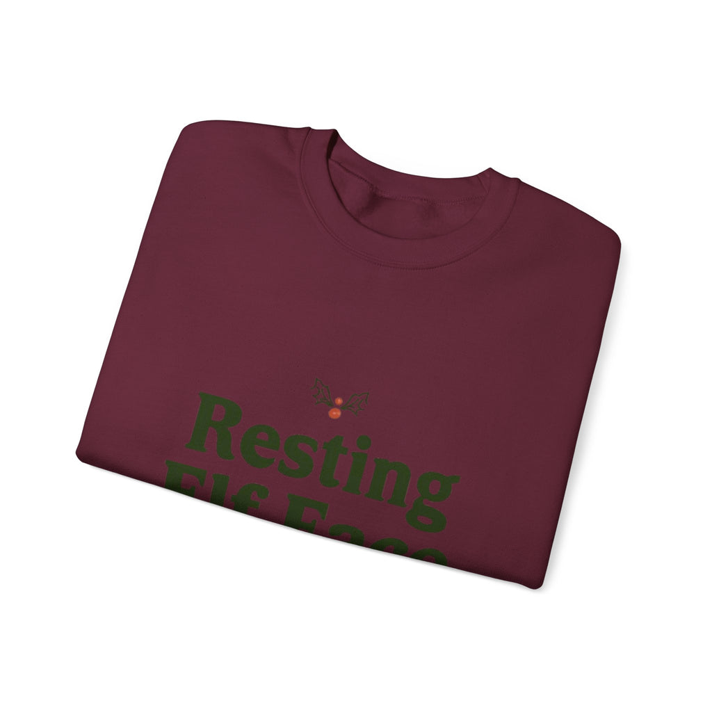 Sweatshirt — "Resting Elf Face" Holiday Crewneck, Funny Christmas Sweatshirt