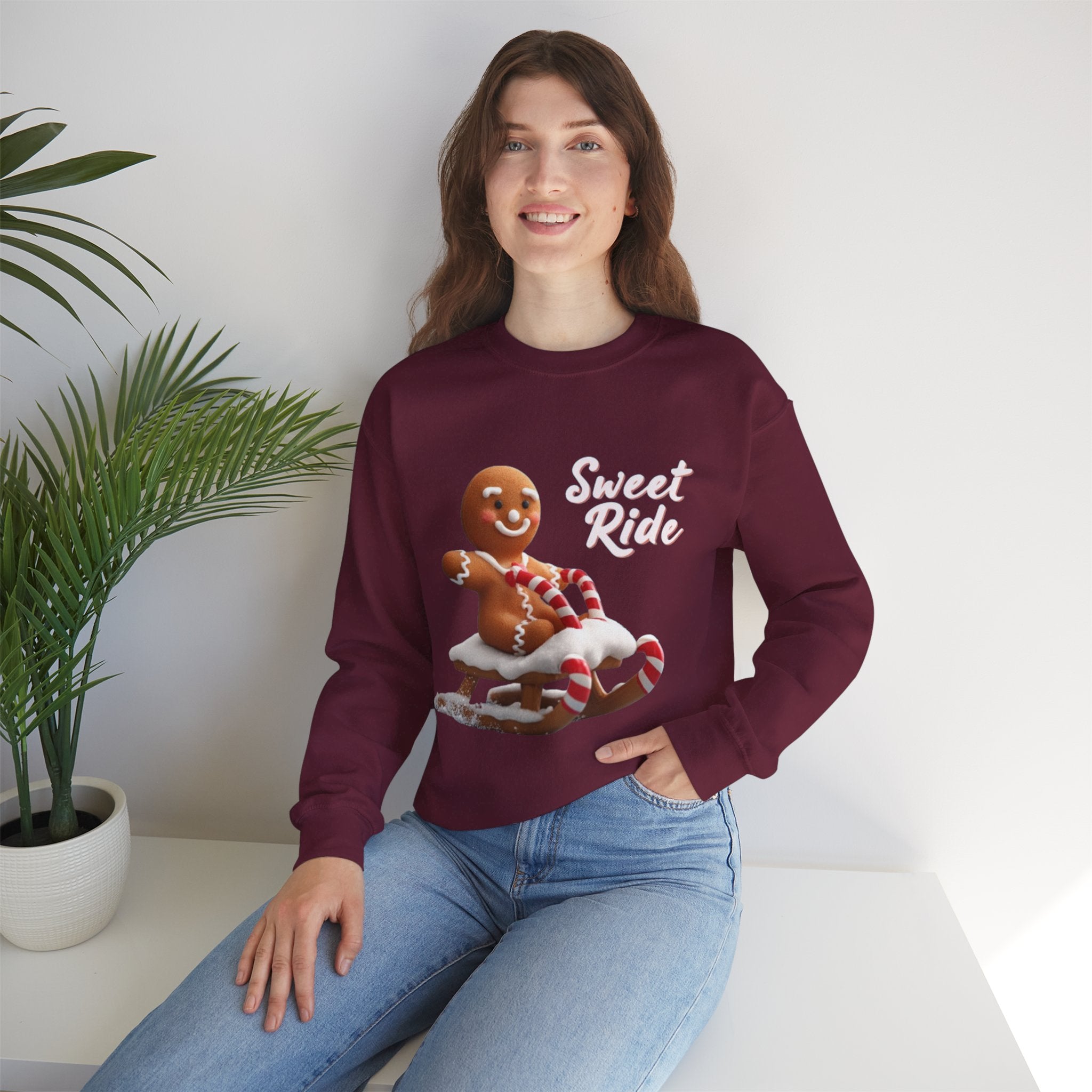Gingerbread Sled Sweatshirt — "Sweet Ride" Holiday Crewneck