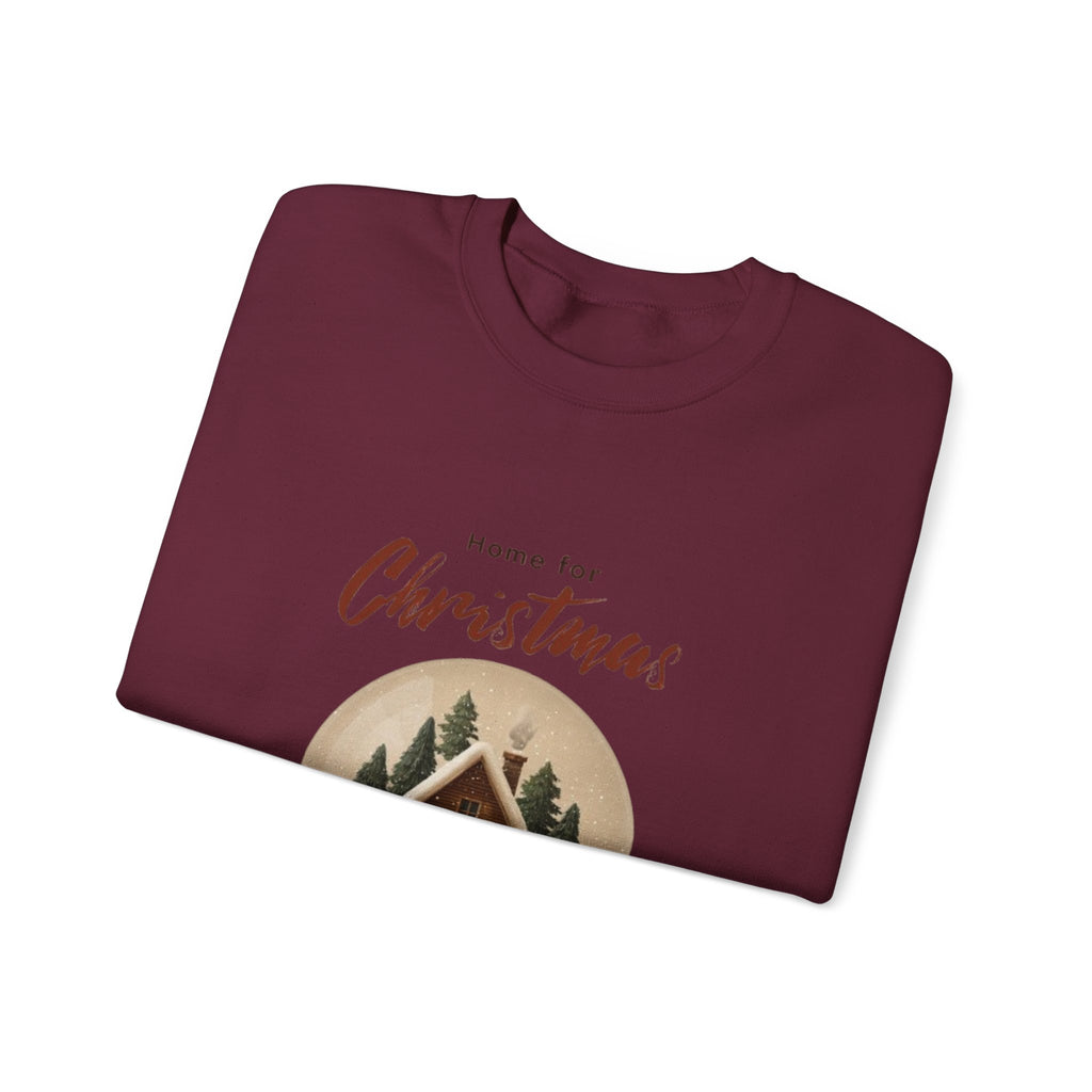 Christmas Snow Globe Crewneck Sweatshirt — "Home for Christmas" Cabin Design