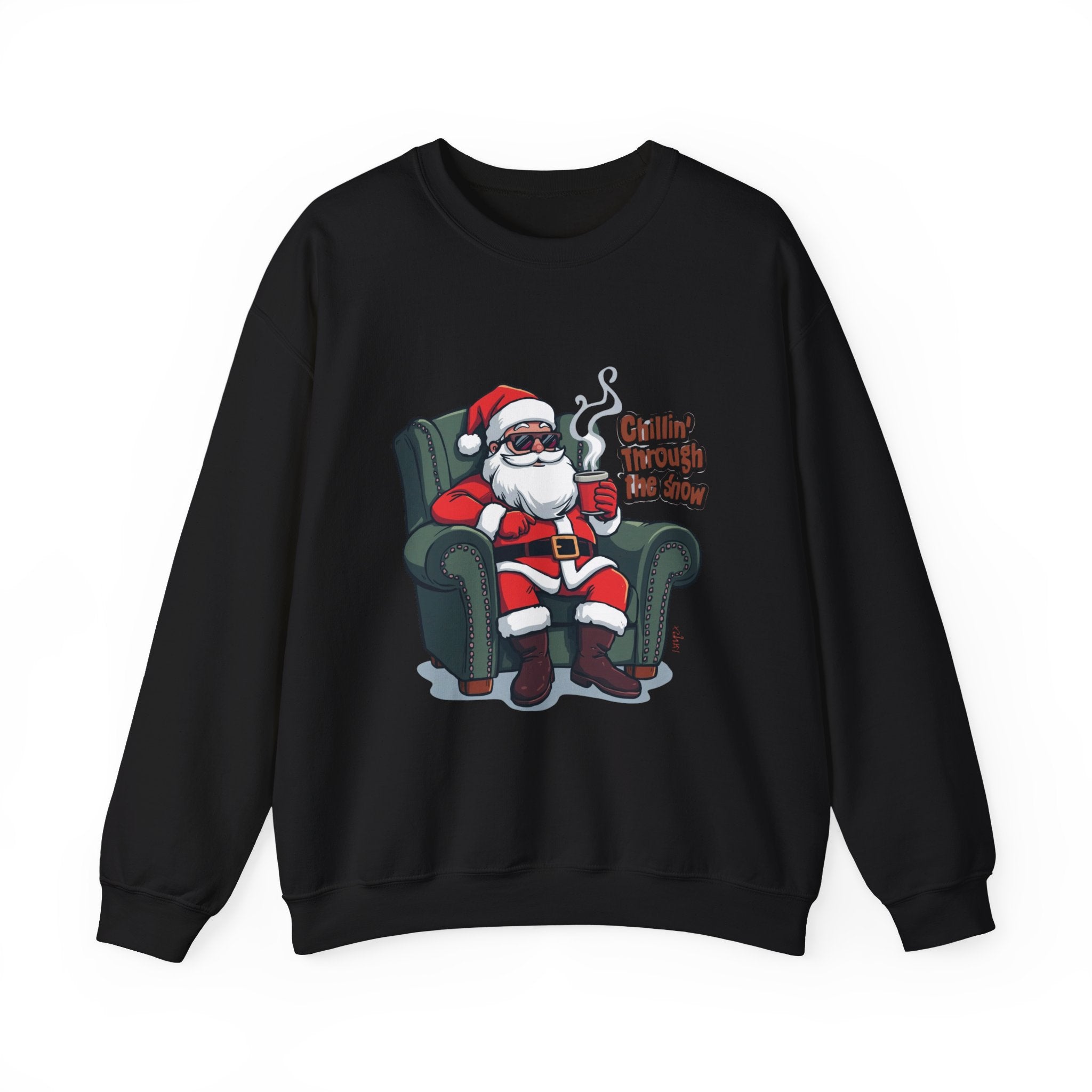 Chillin' Through the Snow Crewneck Sweatshirt — Relaxed Santa Christmas Pullover