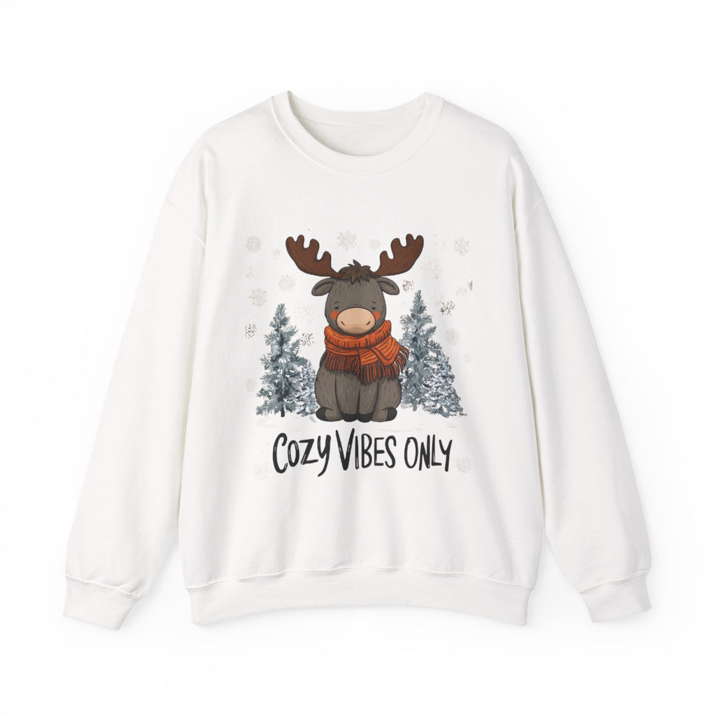 Cozy Vibes Only Sweatshirt — Cute Winter Moose Crewneck