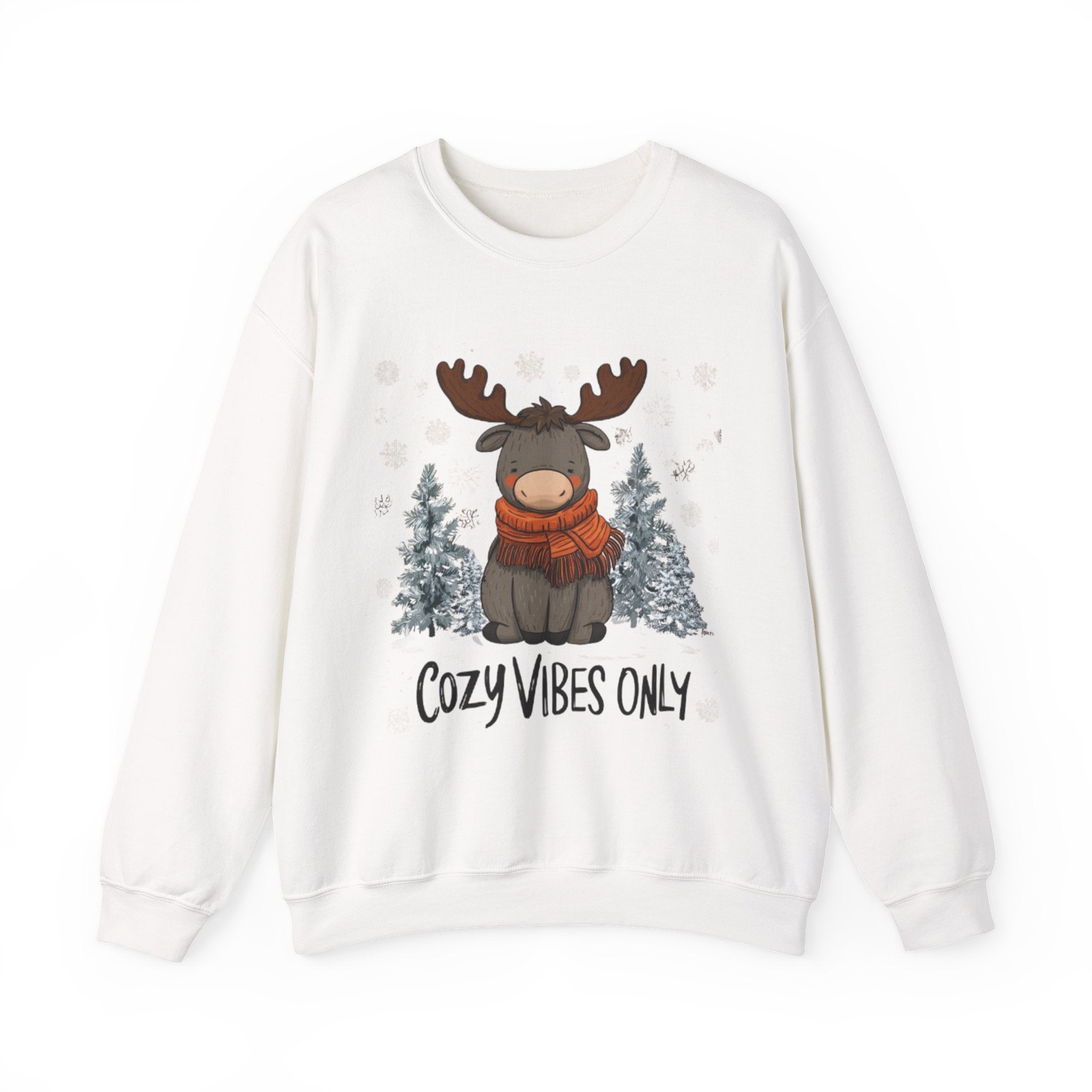 Cozy Vibes Only Sweatshirt — Cute Winter Moose Crewneck