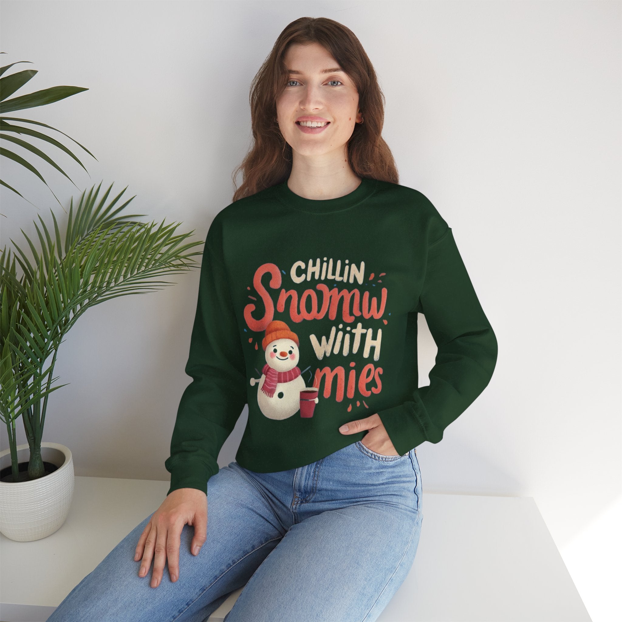Sweatshirt — "Chillin' Snowman With Smiles" Cozy Holiday Crewneck