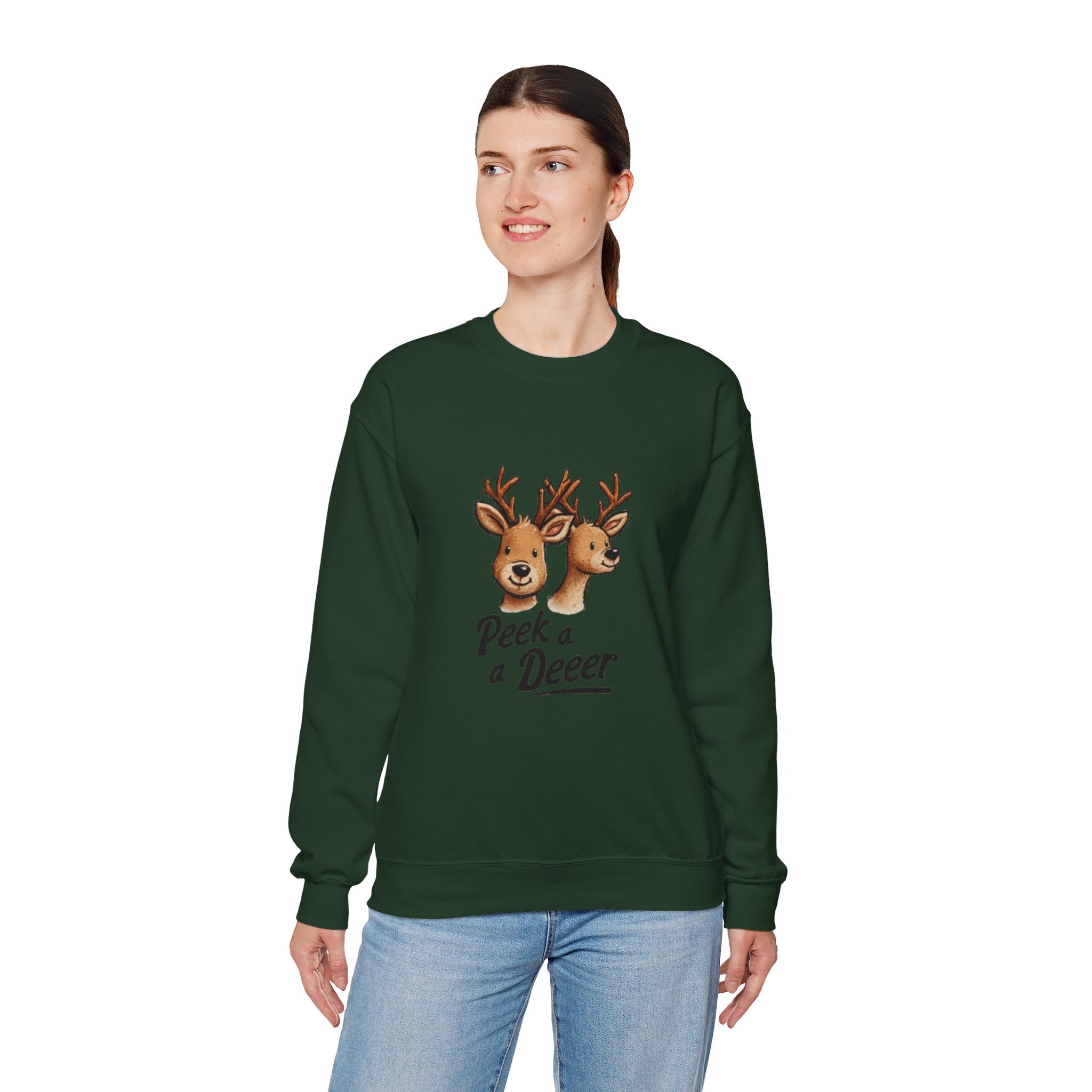 Peek a Deeer Sweatshirt — Cute Reindeer Holiday Crewneck