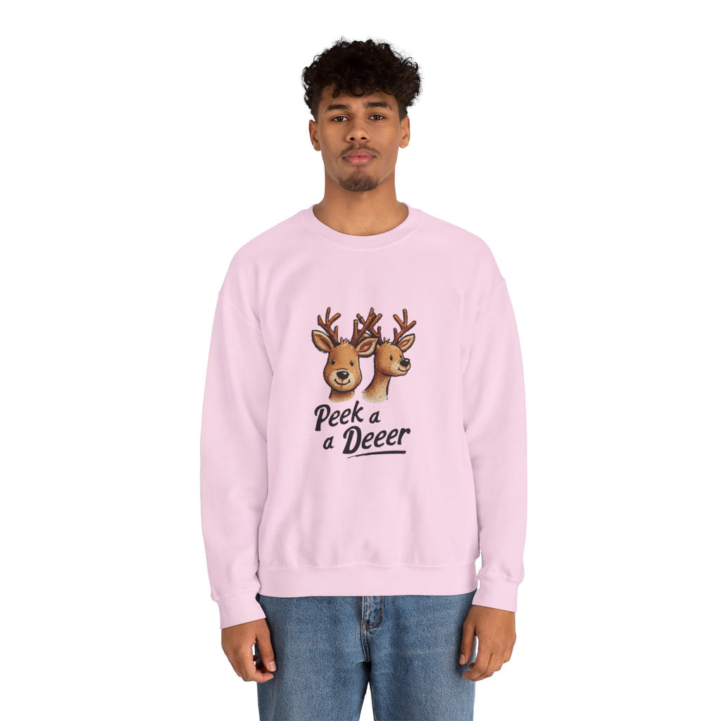 Peek a Deeer Sweatshirt — Cute Reindeer Holiday Crewneck