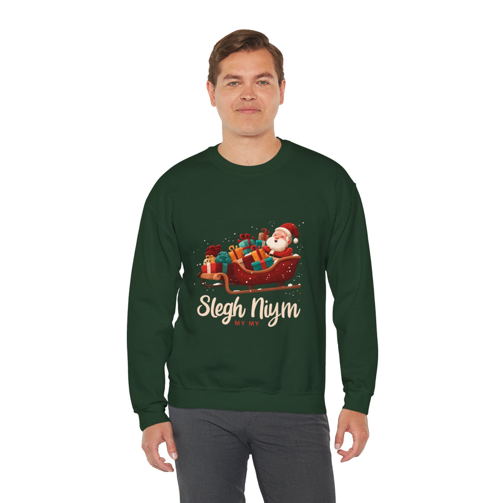 Christmas Santa Sleigh Crewneck Sweatshirt — "Sleigh Niym" Holiday Graphic